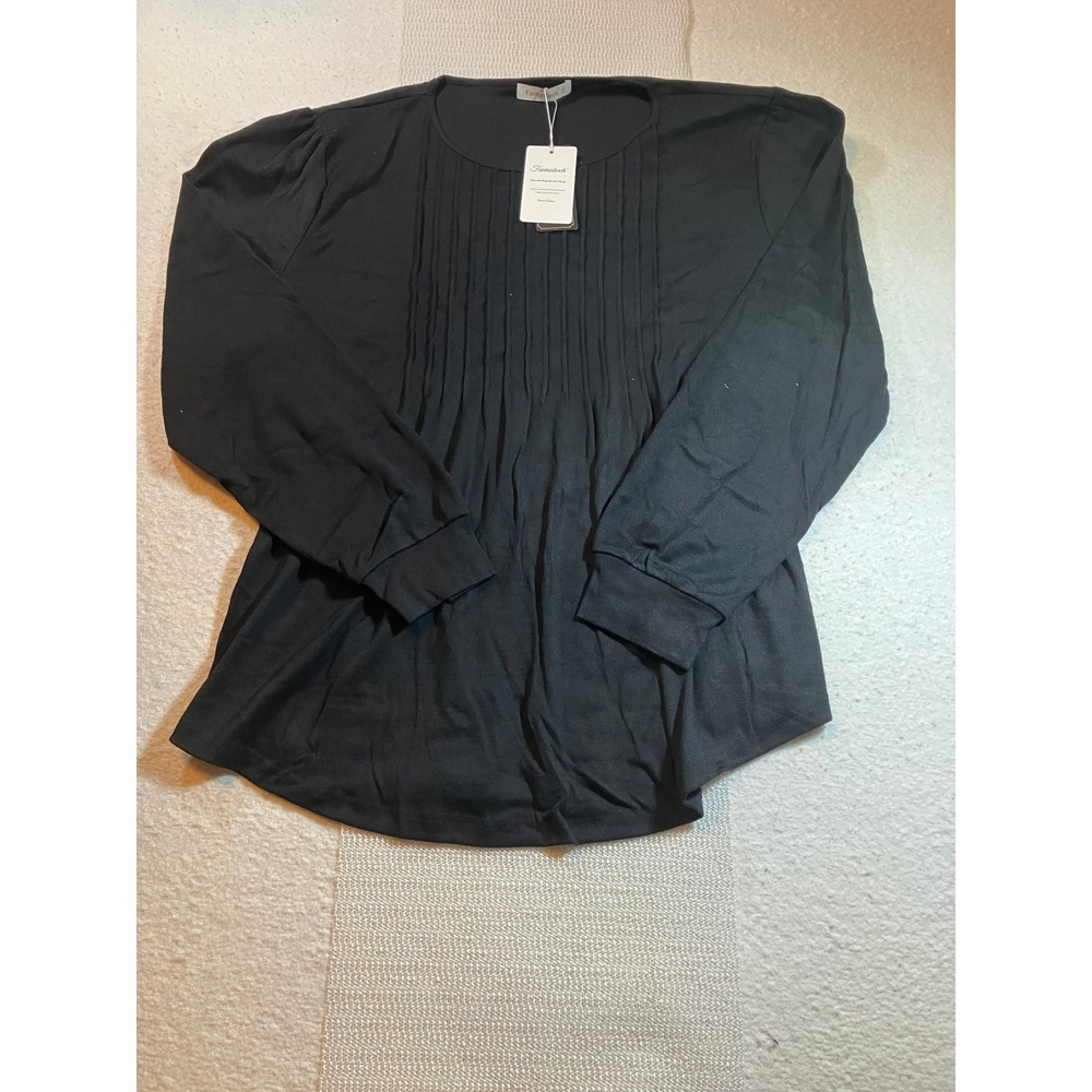 Fantaslook‎ HXH139 Black Womens Size 2XL Solid Casual Top New With Tags